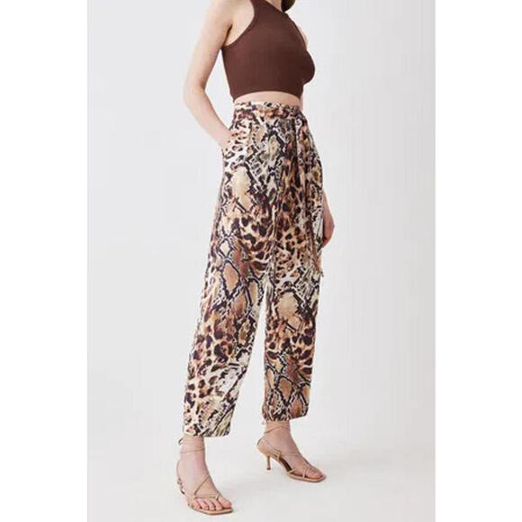 Karen Millen Pants - Karen Millen NWT Animal Print Linen Viscose Woven Trousers Size 6 Artsy Summer